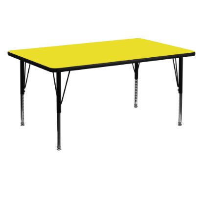 Picture of Flash Furniture 60inW Rectangular HP Laminate Activity Table With Short Height-Adjustable Legs, Yellow