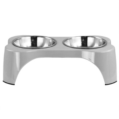 Picture of Gibson Home Bow Wow Meow 3-Piece Elevated Pet Bowl Dinner Set, Gray