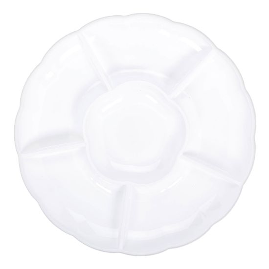 Picture of Amscan Scalloped Sectional Chip N Dip Trays, 15in, White, Pack Of 3 Trays