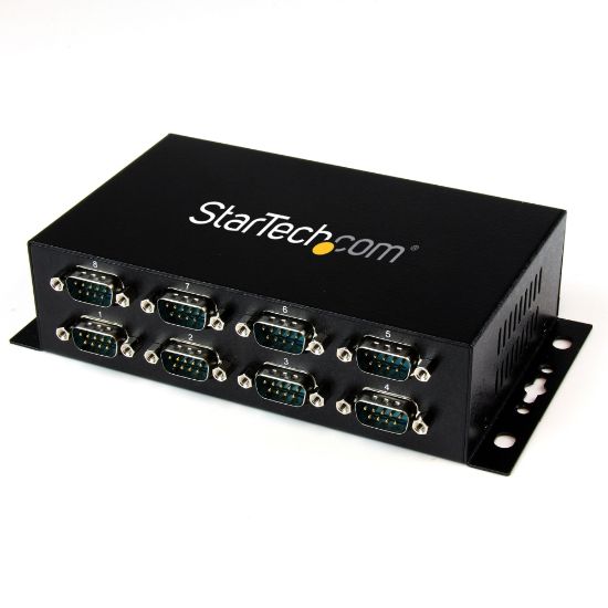 Picture of StarTech.com USB to Serial Adapter Hub - 8 Port - Industrial - Wall Mount - Din Rail - COM Port Retention - FTDI USB to RS232