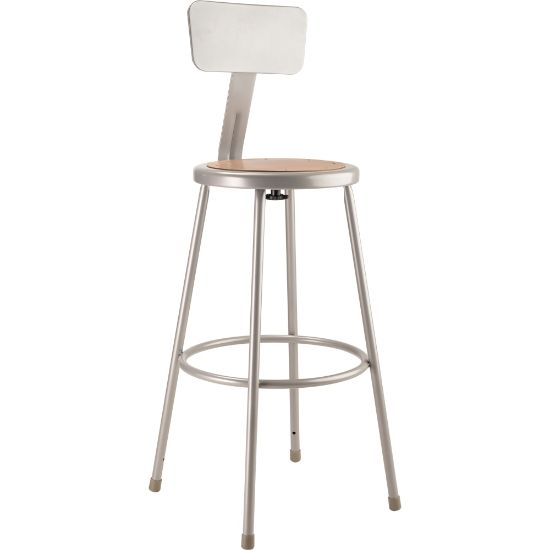 Picture of National Public Seating Hardboard Stool With Back, 30inH, Gray