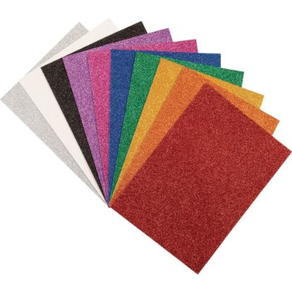 Picture of Creativity Street 9x12 Wonderfoam Glitter Sheets - Art Project, Craft Project - 8.50in x 8.25in11.70in - 10 / Pack - White, Silver, Gold, Orange, Red, Pink, Green, Blue, Purple, Black - Foam