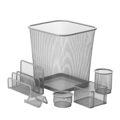 Picture of Honey-Can-Do 6-Piece Mesh Desk Organizer Set, Silver