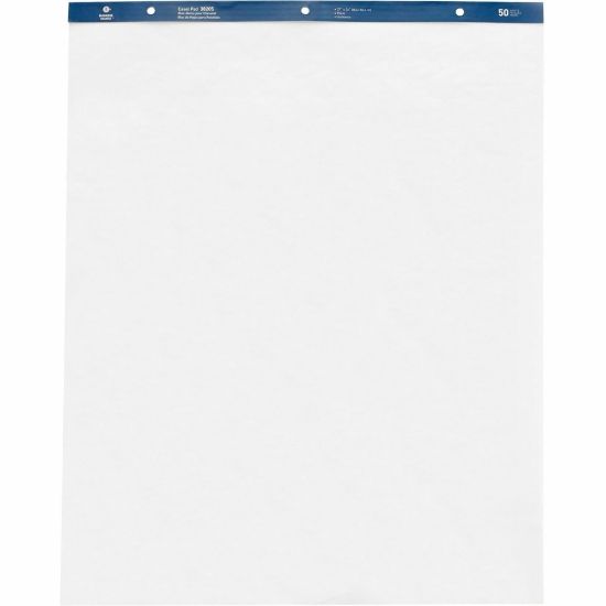 Picture of Business Source Standard Easel Pad - 50 Sheets - Plain - 15 lb Basis Weight - 27in x 34in - White Paper - Perforated - 4 / Carton