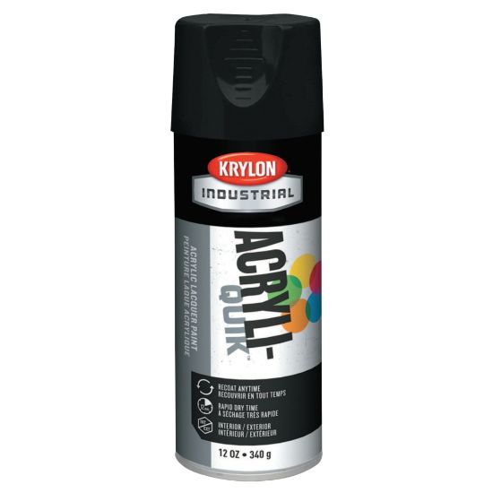 Picture of Krylon Interior/Exterior Industrial Maintenance Paint, 12 Oz Aerosol Can, Semi-Flat Black