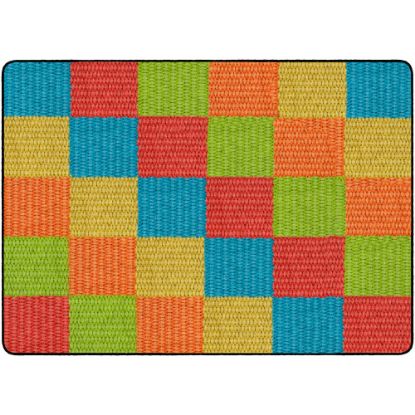 Picture of Flagship Carpets Basketweave Blocks Classroom Rug, 6ft x 8 3/8ft, Multicolor