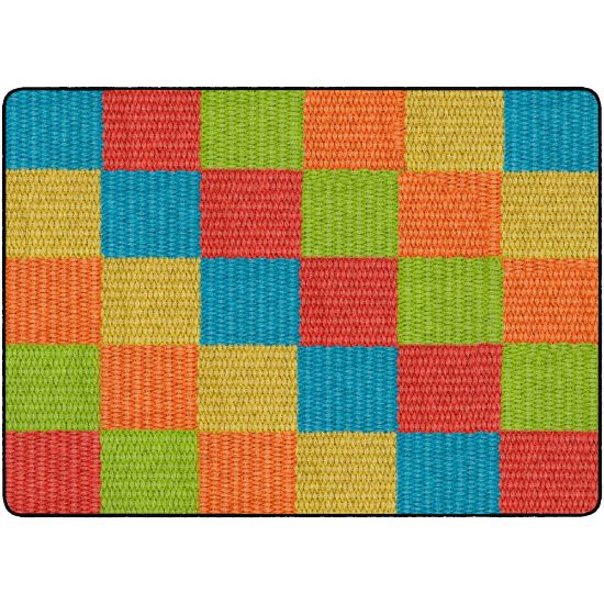 Picture of Flagship Carpets Basketweave Blocks Classroom Rug, 6ft x 8 3/8ft, Multicolor