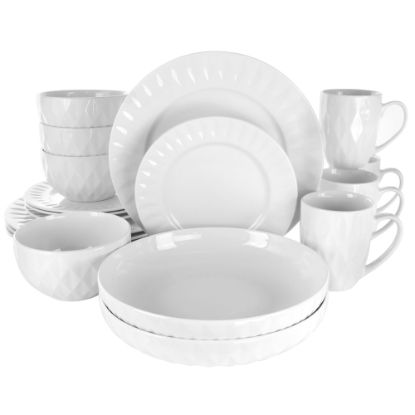 Picture of Elama Sienna 18-Piece Porcelain Dinnerware Set, White