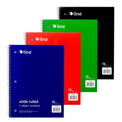 Picture of C-Line Wide Rule Spiral Notebooks, 8in x 10-1/2in, 1 Subject, 70 Sheets, Assorted Colors, Case Of 24 Notebooks