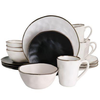 Picture of Elama Roman 16-Piece Stoneware Dinnerware Set, Assorted Colors