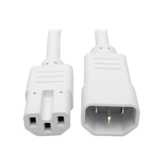 Picture of Eaton Tripp Lite Series Power Cord C14 to C15 - Heavy-Duty, 15A, 250V, 14 AWG, 3 ft. (0.91 m), White - Power cable - IEC 60320 C14 to IEC 60320 C15 - 250 V - 15 A - 3 ft - molded - white