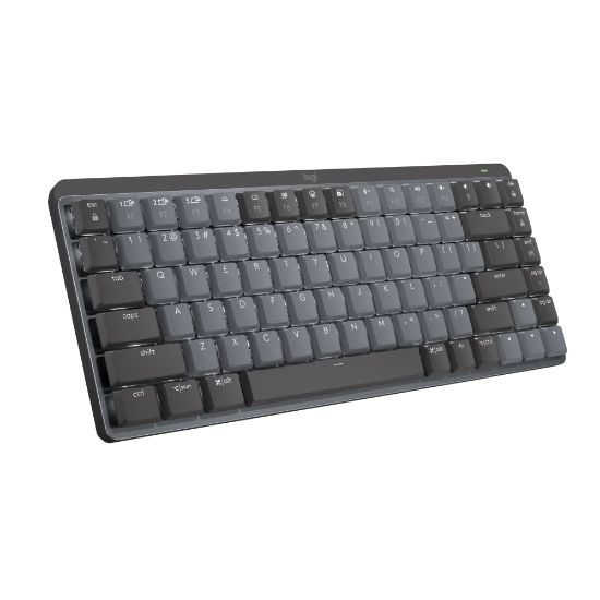 Picture of Logitech MX Mechanical Mini Minimalist Wireless Illuminated Keyboard (Clicky) (Graphite) - Wireless Connectivity - Bluetooth/RF - 32.81 ft - USB Type A Interface - ChromeOS - PC, Mac - Mechanical/MX Keyswitch - Graphite