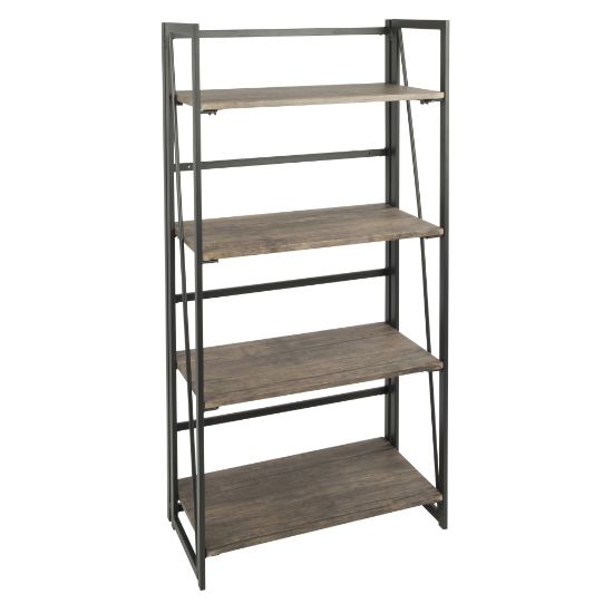 Picture of Lumisource Dakota Industrial 4-Shelf Bookcase, Black/Brown