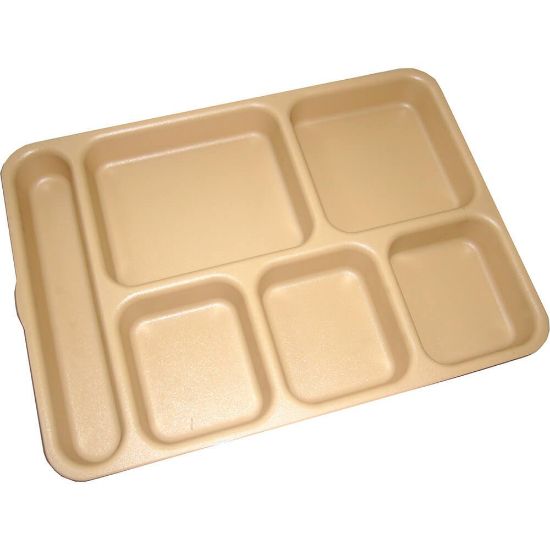 Picture of Cambro Camwear 6-Compartment Serving Trays, 14-3/16in x 10in, Tan, Pack Of 24 Trays