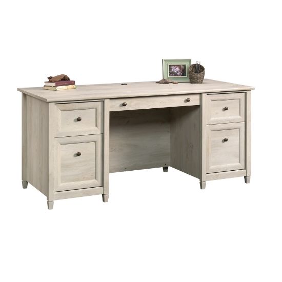 Picture of Sauder Edge Water 66inW Executive Computer Desk, Chalked Chestnut