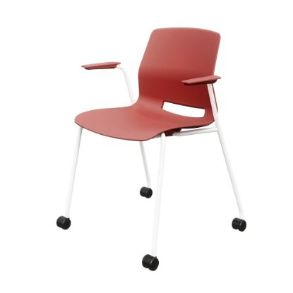 Picture of KFI Studios Imme Stack Chair With Arms And Caster Base, Coral/White