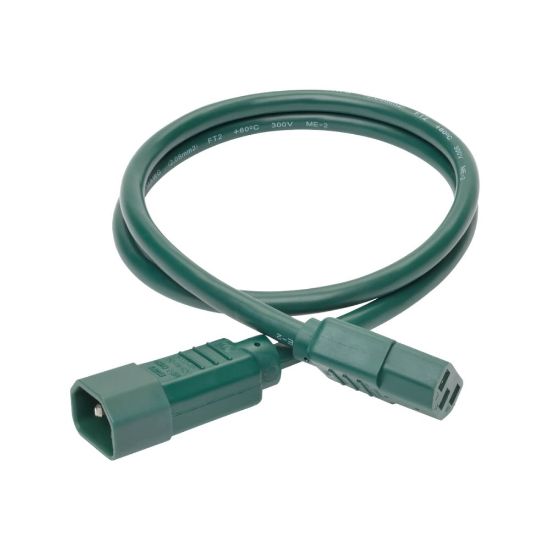 Picture of Eaton Tripp Lite Series Heavy-Duty PDU Power Cord, C13 to C14 - 15A, 250V, 14 AWG, 3 ft. (0.91 m), Green - Power extension cable - IEC 60320 C14 to power IEC 60320 C13 - 3 ft - green