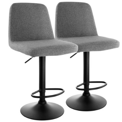 Picture of Elama Adjustable Fabric Bar Stools, Gray/Black, Set Of 2 Stools