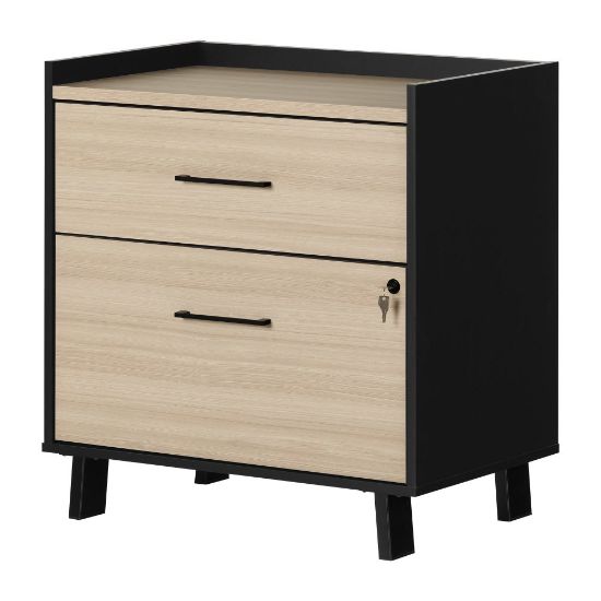 Picture of South Shore Kozack 28-3/4inW x 18-1/4inD Lateral 2-Drawer File Cabinet, Soft Elm/Matte Black