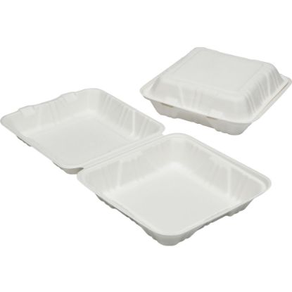 Picture of SKILCRAFT Hinged Lid Square Food Tray, White, Box Of 200