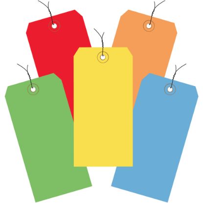 Picture of Partners Brand Shipping Tags, Prewired, 100% Recycled, 4 3/4in x 2 3/8in, Assorted Colors, Case Of 1,000