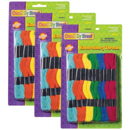 Picture of Creativity Street Embroidery Thread Skeins, Assorted Colors, 24 Skeins Per Pack, Set Of 3 Packs