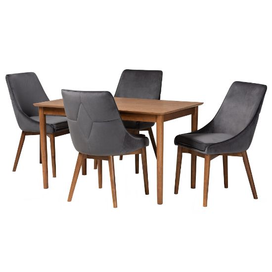 Picture of Baxton Studio Gilmore 5-Piece Dining Set, Gray/Walnut