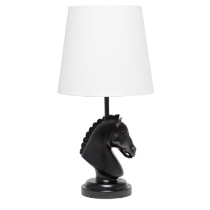 Picture of Simple Designs Decorative Chess Horse Table Lamp, 17-1/4inH, White/Black