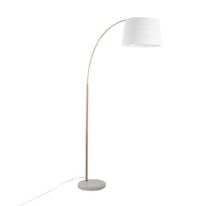 Picture of Lumisource March Floor Lamp, 74inH, White Shade/White Marble/Antique Brass Base