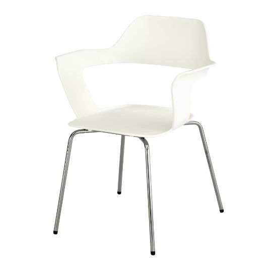 Picture of Safco Bandi Shell Stacking Chairs, White/Silver, Set Of 2