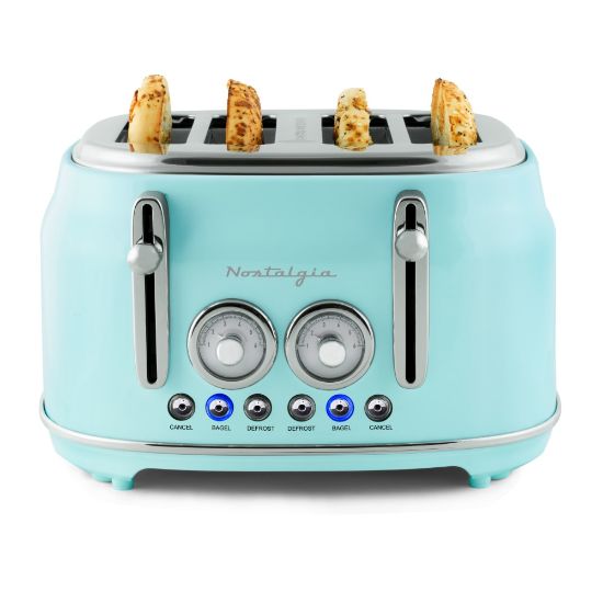 Picture of Nostalgia CLTOS4AQ Classic Retro 4-Slice Toaster, 7-5/8inH x 11-9/16inW x 12-3/8inD, Aqua