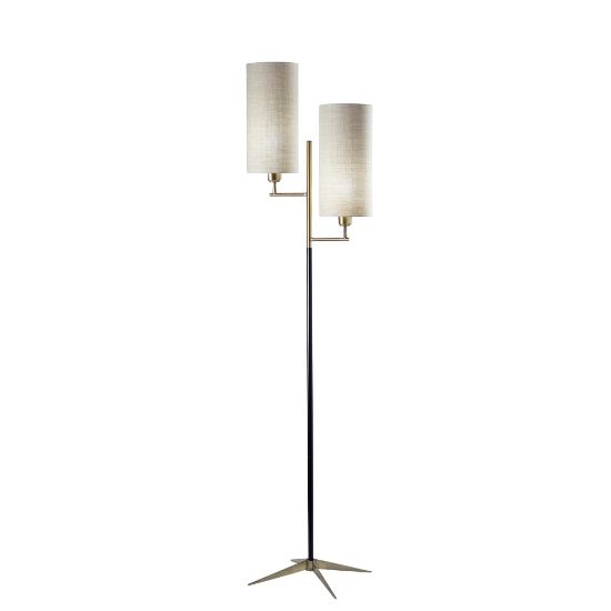 Picture of Adesso Davis Floor Lamp, 69-3/4inH, Matte Black/Antique Brass