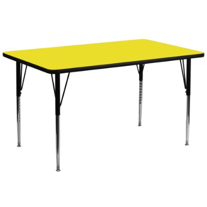 Picture of Flash Furniture 30inW Rectangular Height-Adjustable Activity Table, Yellow