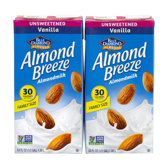 Picture of Blue Diamond Almond Breeze Unsweetened Almond Milk, Vanilla, 64 Fl Oz, Pack Of 2 Cartons