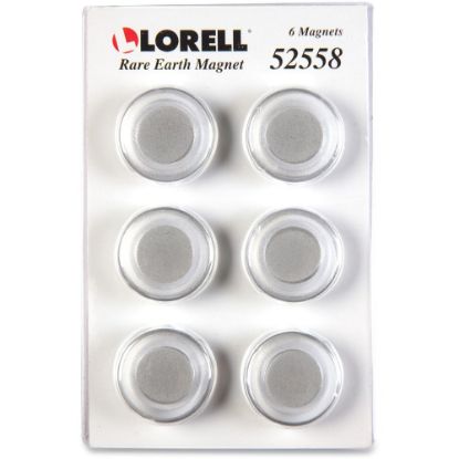 Picture of Lorell Round Cap Rare Earth Magnets - 1.2in Diameter - Round - 6 / Pack - Clear