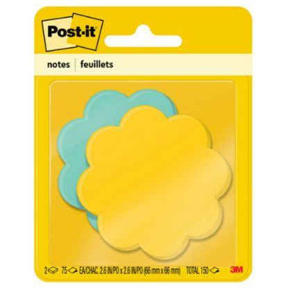 Picture of Post-it Notes, Designer Memo Cube, 3in x 3in, Yellow/Blue, 75 Sheets Per Pad, Pack of 2 Pads