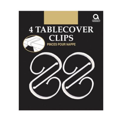 Picture of Amscan Plastic Table Cover Clips, 2-1/2in x 1-1/4in, Clear, 4 Clips Per Pack, Set Of 12 Packs