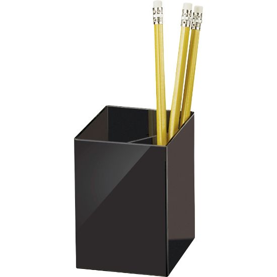 Picture of OIC 3-Compartment Pencil Cup - 4in x 2.9in x 2.9in - 1 Each - Black