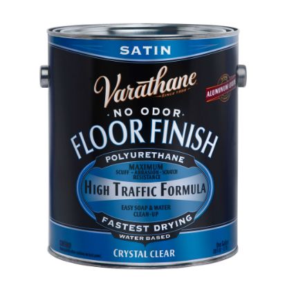 Picture of Varathane No-Odor Floor Finish Polyurethane, 1 Gallon, Crystal Clear Satin, Pack Of 2 Cans