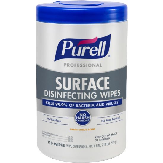 Picture of Purell Professional Surface Disinfecting Wipes, 7in x 8in, 110 Wipes Per Canister