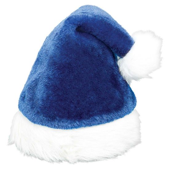 Picture of Amscan 395019 Christmas Blue Plush Santa Hats, 15in, Blue, Set Of 3 Hats