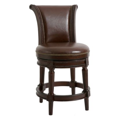 Picture of New Ridge Home Goods Chapman Swivel Bar Stool, Distressed Walnut/Dark Brown