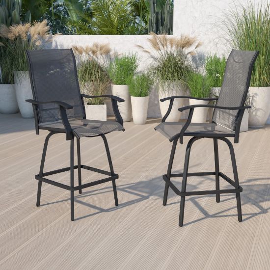 Picture of Flash Furniture Valerie Patio Bar Stools, Gray, Set Of 2 Stools