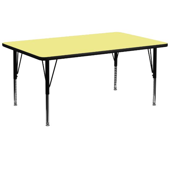 Picture of Flash Furniture 30inW Rectangular Height-Adjustable Activity Table With Short Legs, Yellow