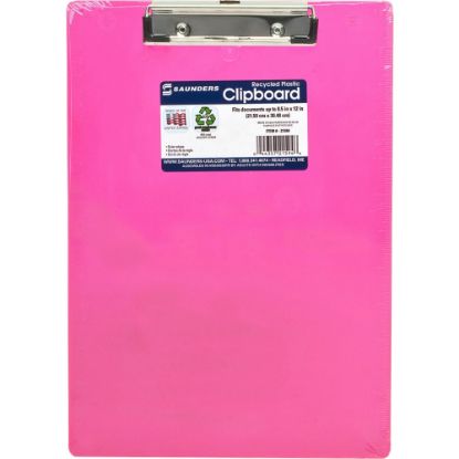 Picture of Saunders Neon Plastic Clipboards - 0.50in Clip Capacity - Low-profile - Plastic - Neon Pink - 1 Each