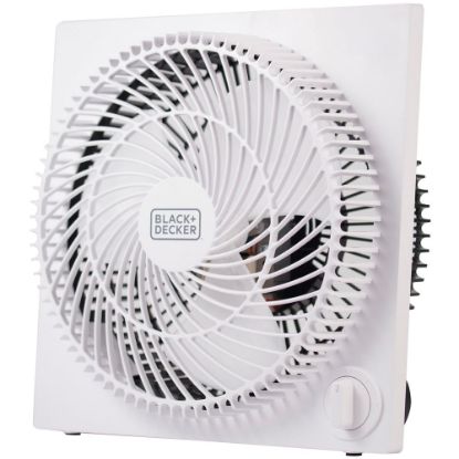 Picture of Black+Decker 9 In. Frameless Tabletop Box Fan - 228.6 mm Diameter - 3 Speed - Self-standing - 10.9in Height x 10.9in Width x 4.3in Depth - White