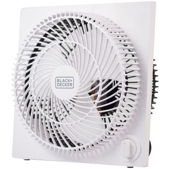 Picture of Black+Decker 9 In. Frameless Tabletop Box Fan - 228.6 mm Diameter - 3 Speed - Self-standing - 10.9in Height x 10.9in Width x 4.3in Depth - White