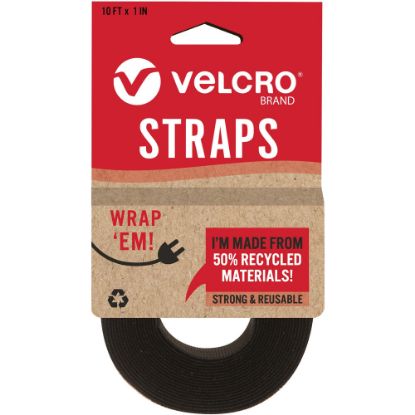 Picture of VELCRO Strap,Adjustable,Reusable,Recycled,1inx10ft,Black - Black - 1 Pack