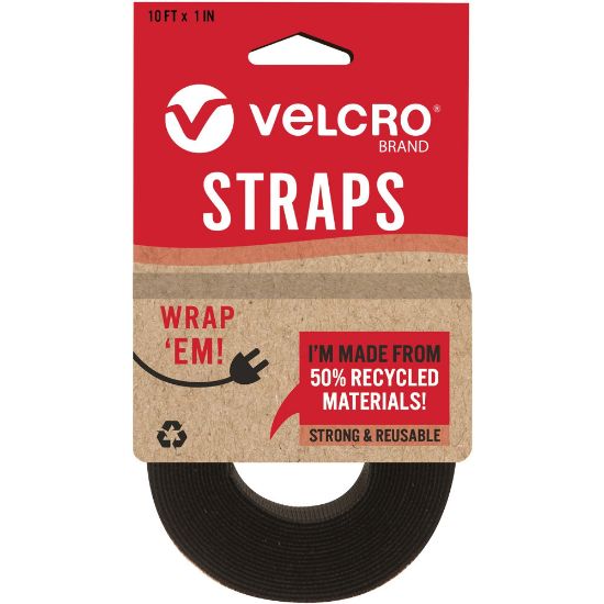 Picture of VELCRO Strap,Adjustable,Reusable,Recycled,1inx10ft,Black - Black - 1 Pack