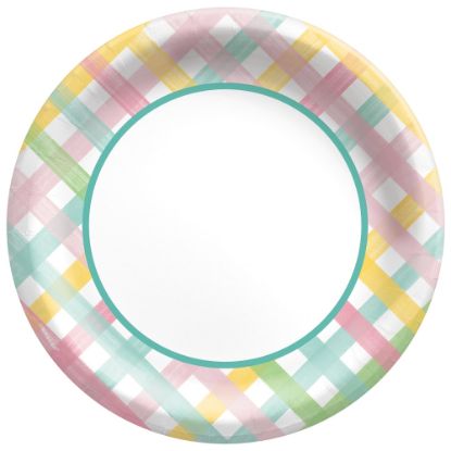 Picture of Amscan 723129 Spring Fun Gingham Round Paper Plates, 10in, Pack Of 100 Plates